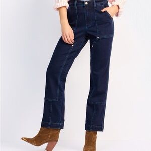 Judy Blue Chanel High Rise Knee Patch Straight Women's Dark Blue Jeans - Size 30